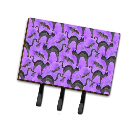 Carolines Treasures Watecolor Halloween Black Cats on Purple Leash or Key Holder, 6 x 2 x 9 in. BB7528TH68